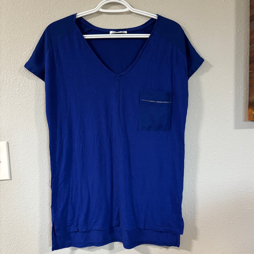 Dex Cobalt Blue V-Neck Short Sleeve Top